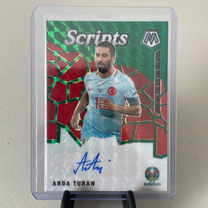 2021 UEFA Panini Prizm Turkey # SM-AT Arda Turan Mosaic Scripts GREEN Auto UEFA